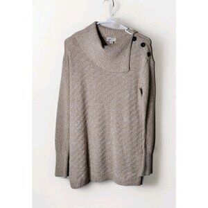 Style Co Sweater Petite Medium Long Sleeve Cowl Neck Button Detail